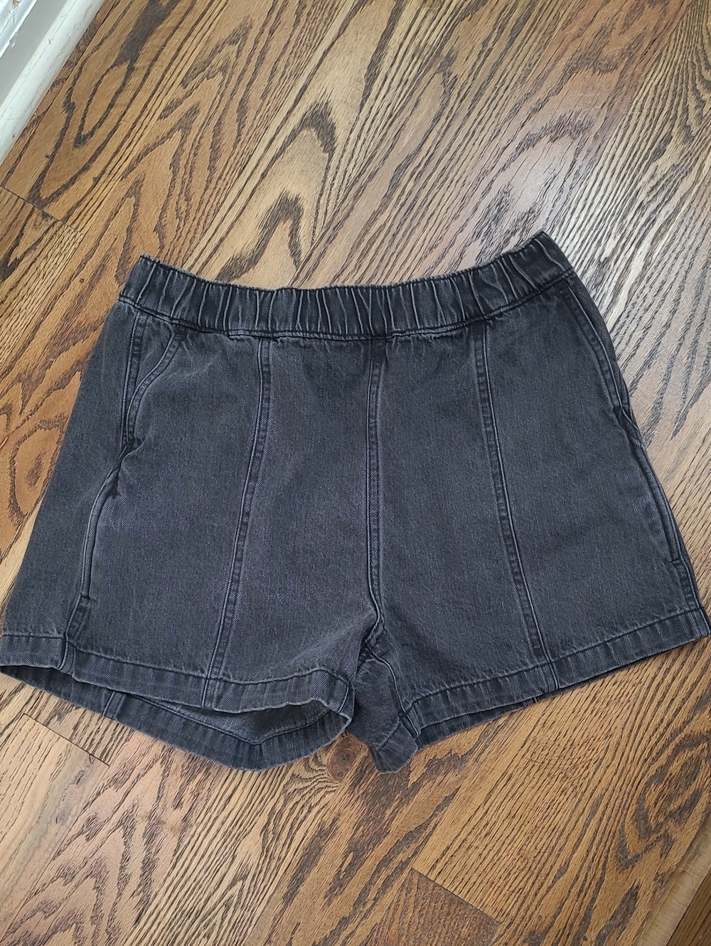 Madewell Black Elastic-Waist Denim Shorts Size S